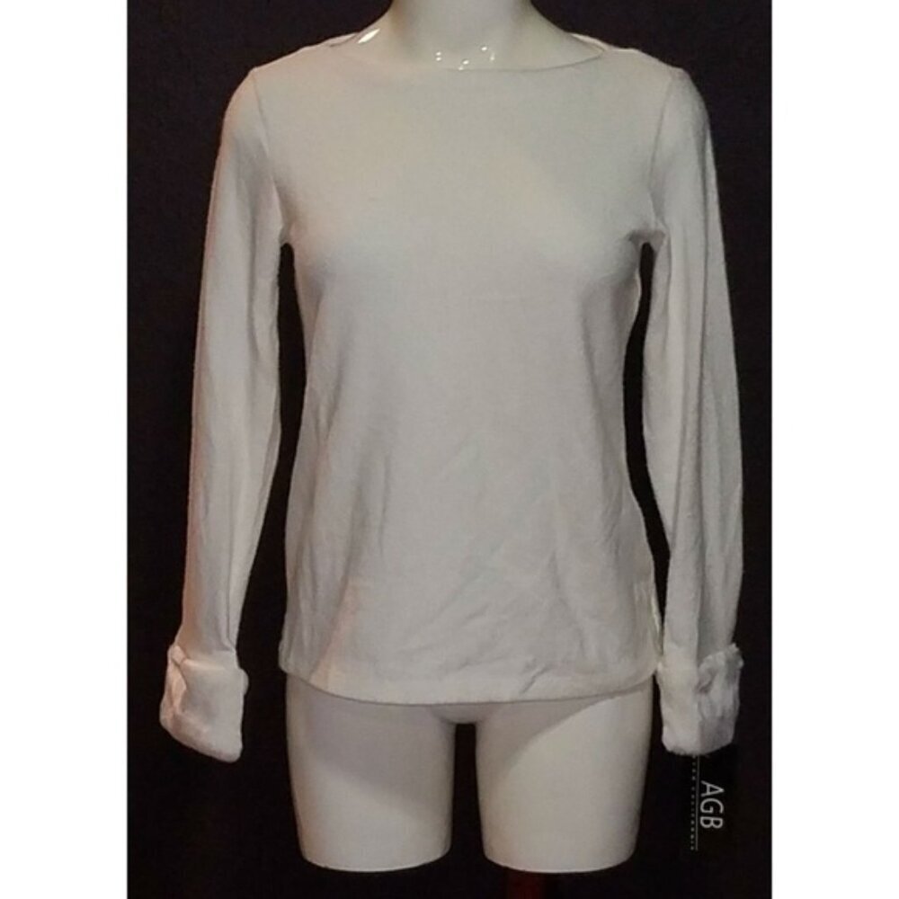 NWT AGB Byer California Ivory Pullover Shirt SMALL Long-Sleeve Soft Cuff Holiday